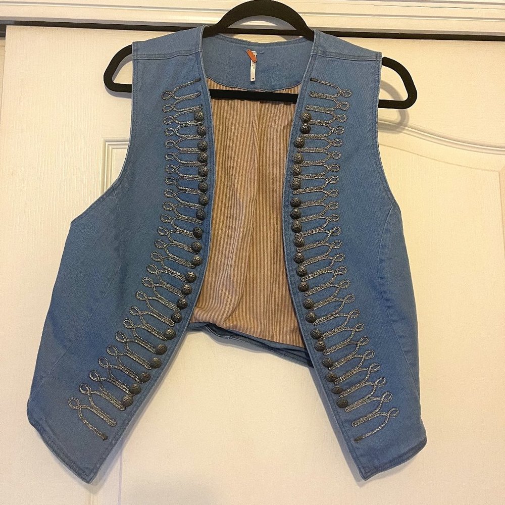 Free People Jean Vest with Buttons